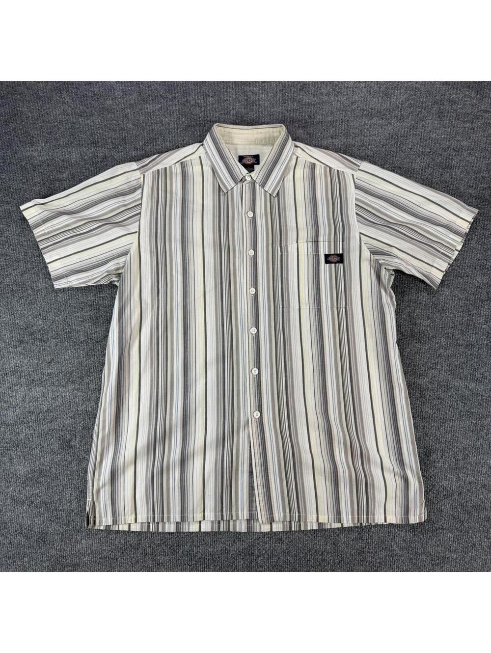 Y2K Dickies Striped Short Sleeve Button-Up Shirt XL - Utility, Summer, Workwear